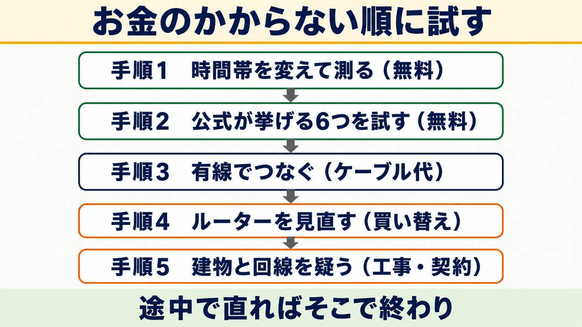 お金のかからない順に試す5つの手順