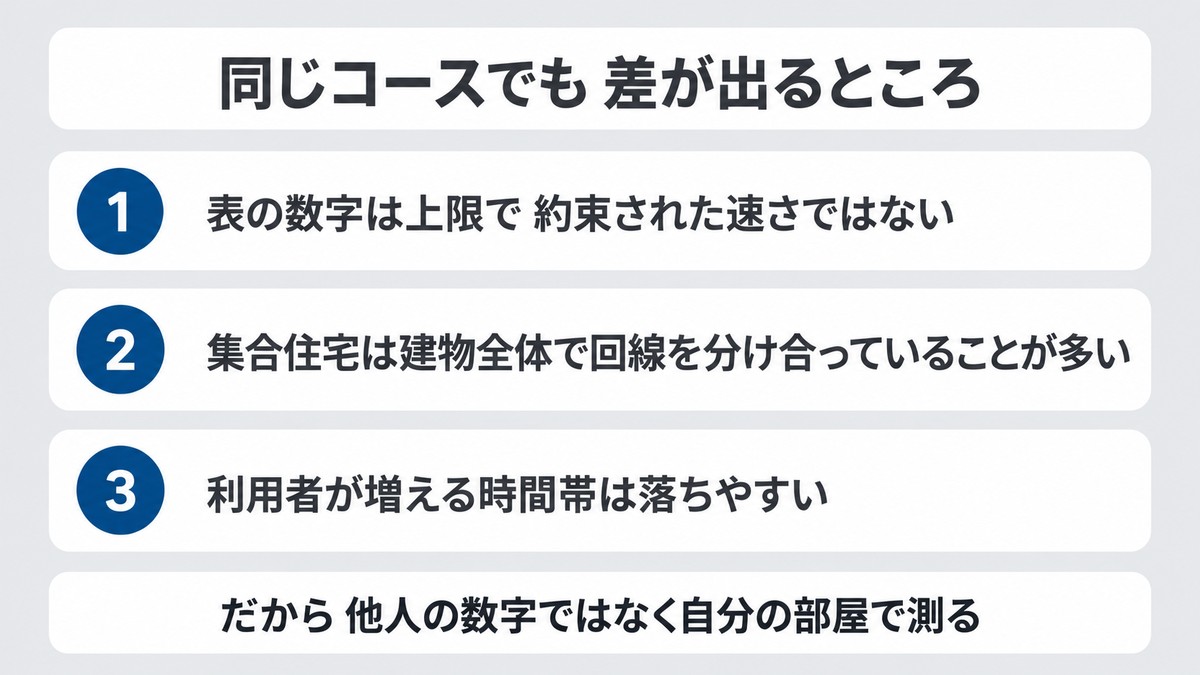 同じJ:COM 320Mでも人によって速度が違う理由