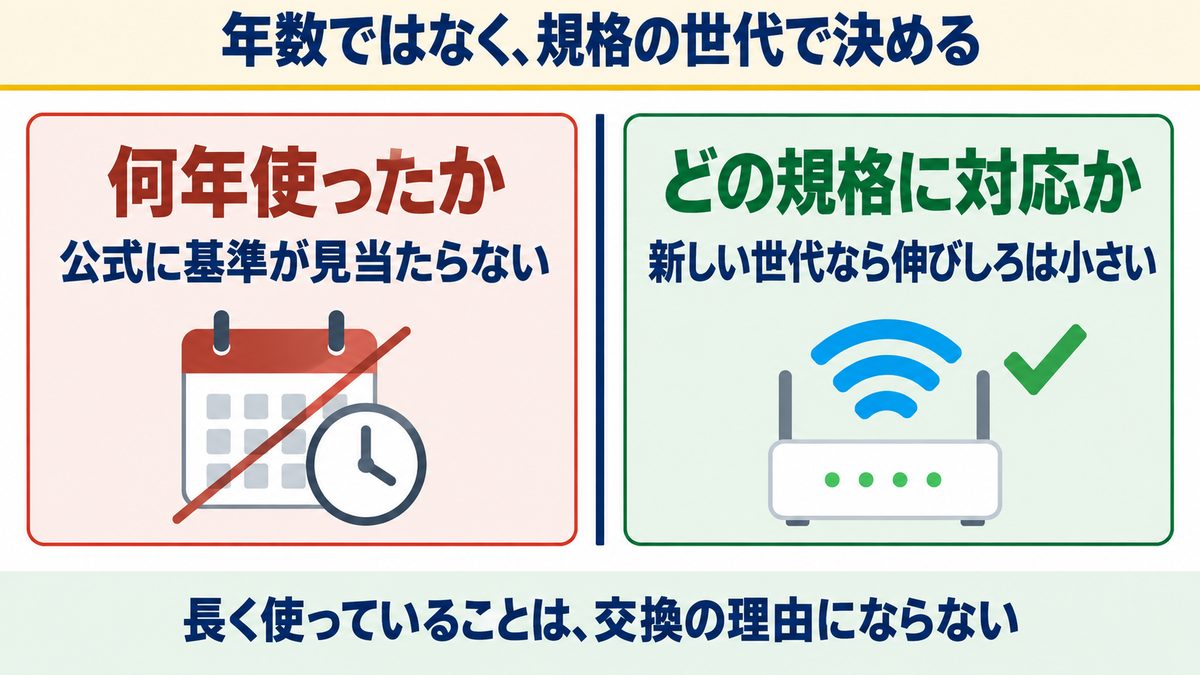 年数ではなく、規格の世代で決める